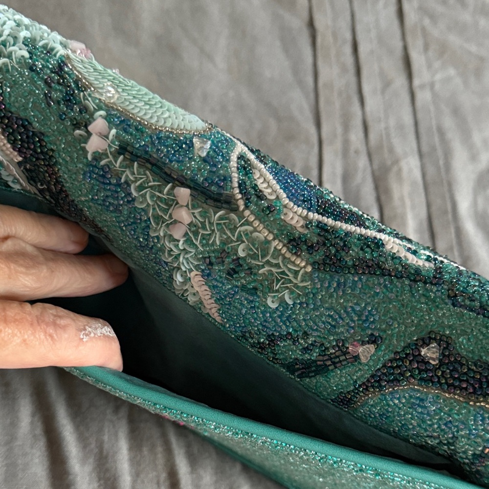 Teal Sequin Women's Bag - Picture 3 of 4